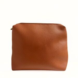 Anthropologie Faux Leather Makeup Travel Bag Brown